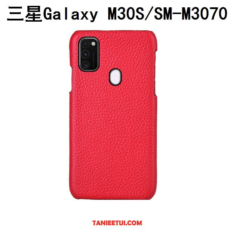 Etui Samsung Galaxy M30s Gwiazda Prawdziwa Skóra Moda, Obudowa Samsung Galaxy M30s Litchi Niebieski Tylna Pokrywa