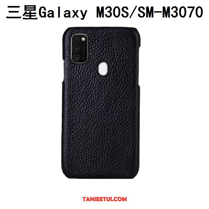 Etui Samsung Galaxy M30s Gwiazda Prawdziwa Skóra Moda, Obudowa Samsung Galaxy M30s Litchi Niebieski Tylna Pokrywa