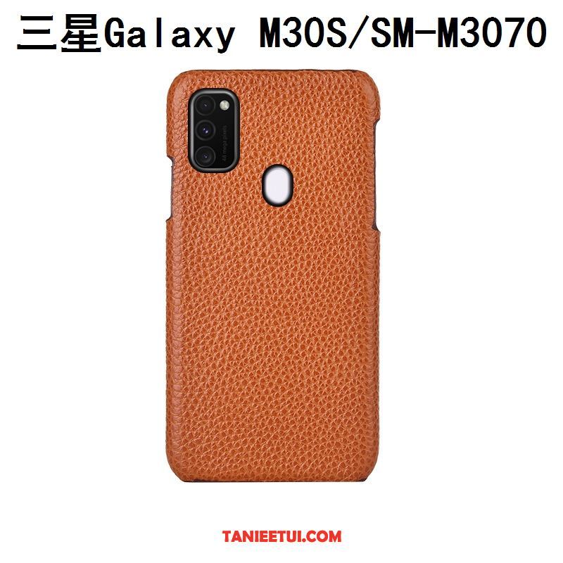 Etui Samsung Galaxy M30s Gwiazda Prawdziwa Skóra Moda, Obudowa Samsung Galaxy M30s Litchi Niebieski Tylna Pokrywa