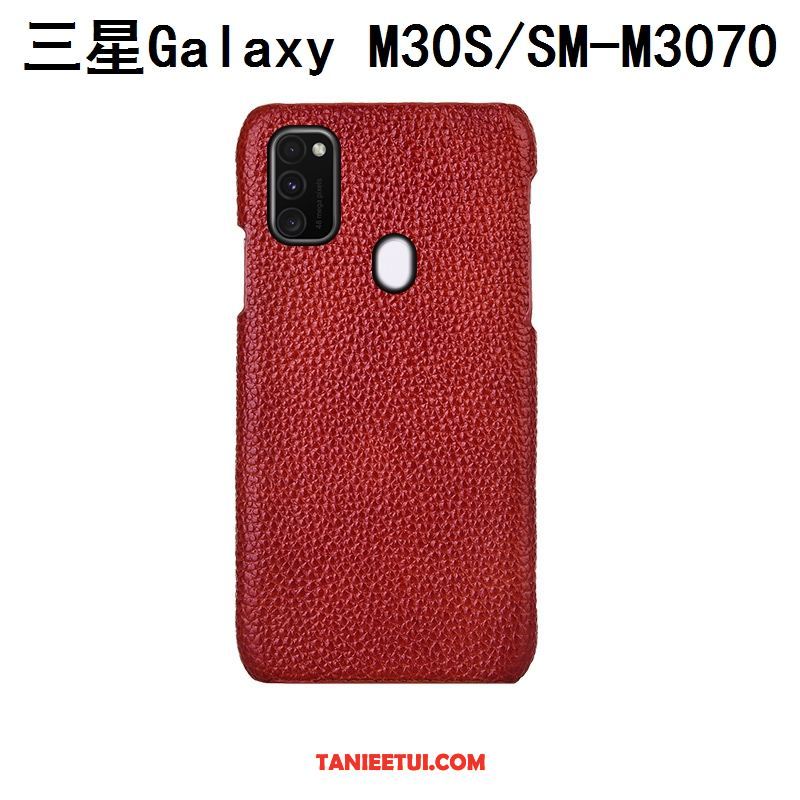 Etui Samsung Galaxy M30s Gwiazda Prawdziwa Skóra Moda, Obudowa Samsung Galaxy M30s Litchi Niebieski Tylna Pokrywa