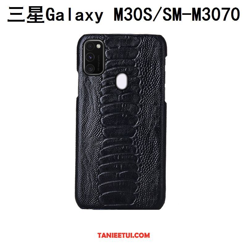 Etui Samsung Galaxy M30s Niebieski Moda Ptak, Pokrowce Samsung Galaxy M30s Luksusowy Telefon Komórkowy Prawdziwa Skóra