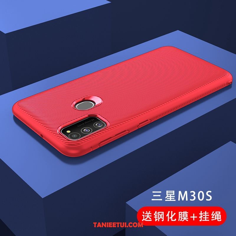 Etui Samsung Galaxy M30s Szkło Hartowane Proste Tendencja, Pokrowce Samsung Galaxy M30s Wiszące Ozdoby Silikonowe Filmy