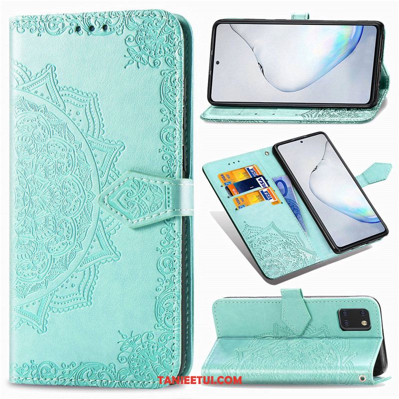 Etui Samsung Galaxy Note 10 Lite Gwiazda Relief Zielony, Obudowa Samsung Galaxy Note 10 Lite Ochraniacz Jednolity Kolor Relief