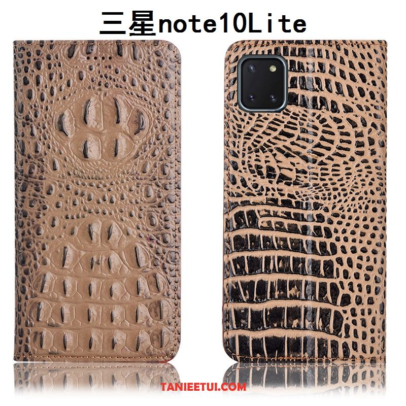 Etui Samsung Galaxy Note 10 Lite Skórzany Futerał Krokodyl Ochraniacz, Obudowa Samsung Galaxy Note 10 Lite Czarny Telefon Komórkowy Wzór