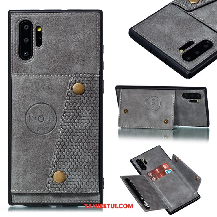 Etui Samsung Galaxy Note 10+ Magnetyzm Szary Karta, Obudowa Samsung Galaxy Note 10+ Miękki Telefon Komórkowy Gwiazda