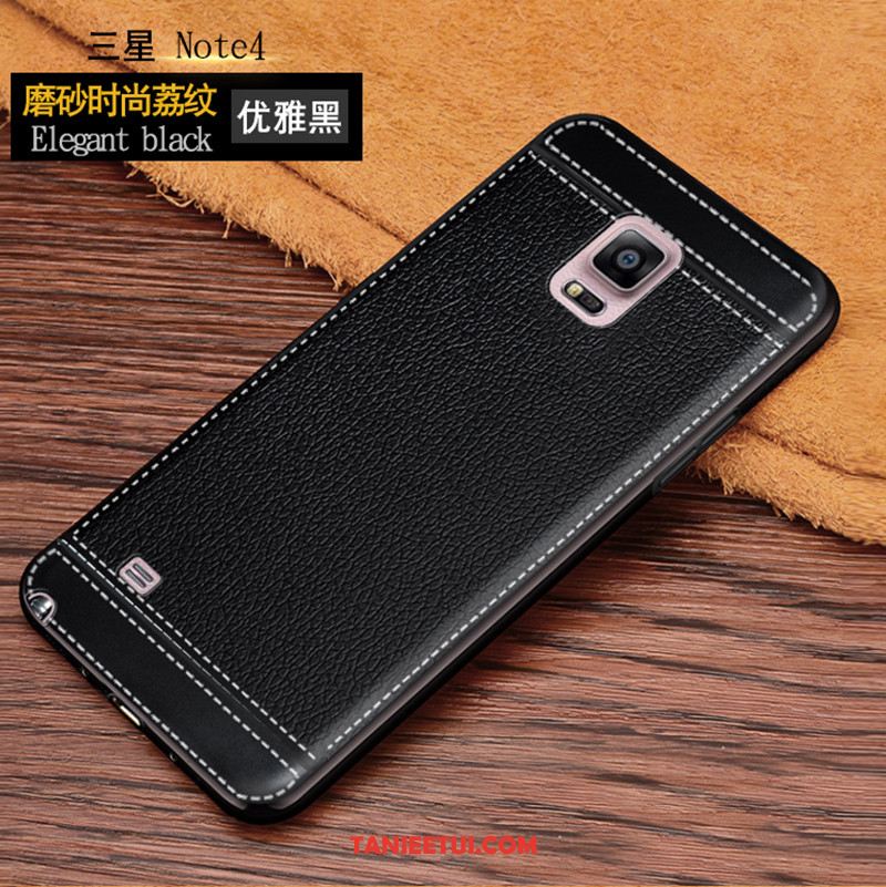 Etui Samsung Galaxy Note 4 Gwiazda Sztuczna Skóra Silikonowe, Pokrowce Samsung Galaxy Note 4 Telefon Komórkowy Czarny Nubuku