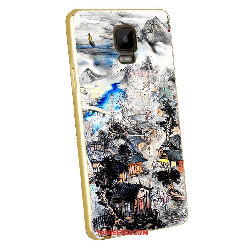 Etui Samsung Galaxy Note 4 Metal Ochraniacz Telefon Komórkowy, Obudowa Samsung Galaxy Note 4 Gwiazda Relief Niebieski