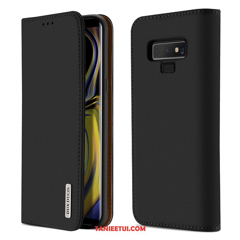 Etui Samsung Galaxy Note 9 Biznes Telefon Komórkowy Prawdziwa Skóra, Obudowa Samsung Galaxy Note 9 Skórzany Futerał Czarny Klapa