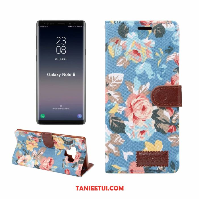 Etui Samsung Galaxy Note 9 Skórzany Futerał Gwiazda Wzór, Obudowa Samsung Galaxy Note 9 Biznes Kwiaty Czarny