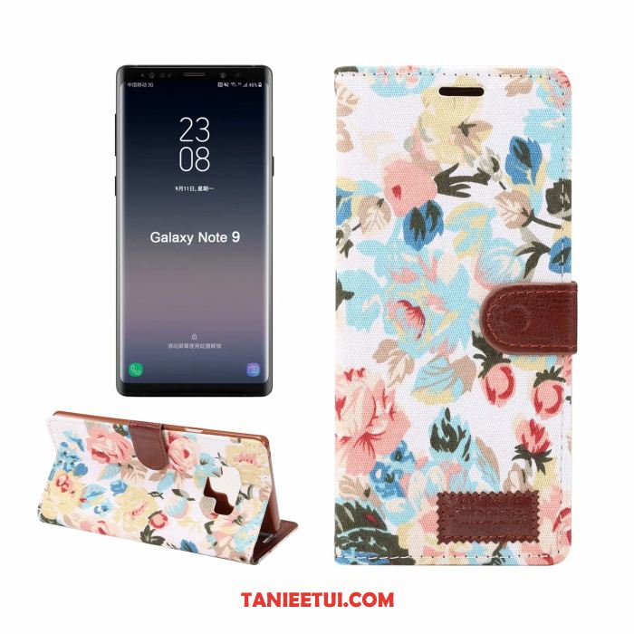 Etui Samsung Galaxy Note 9 Skórzany Futerał Gwiazda Wzór, Obudowa Samsung Galaxy Note 9 Biznes Kwiaty Czarny