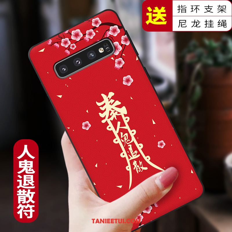 Etui Samsung Galaxy S10+ Anti-fall Silikonowe All Inclusive, Pokrowce Samsung Galaxy S10+ Chiński Styl Ochraniacz Czerwony