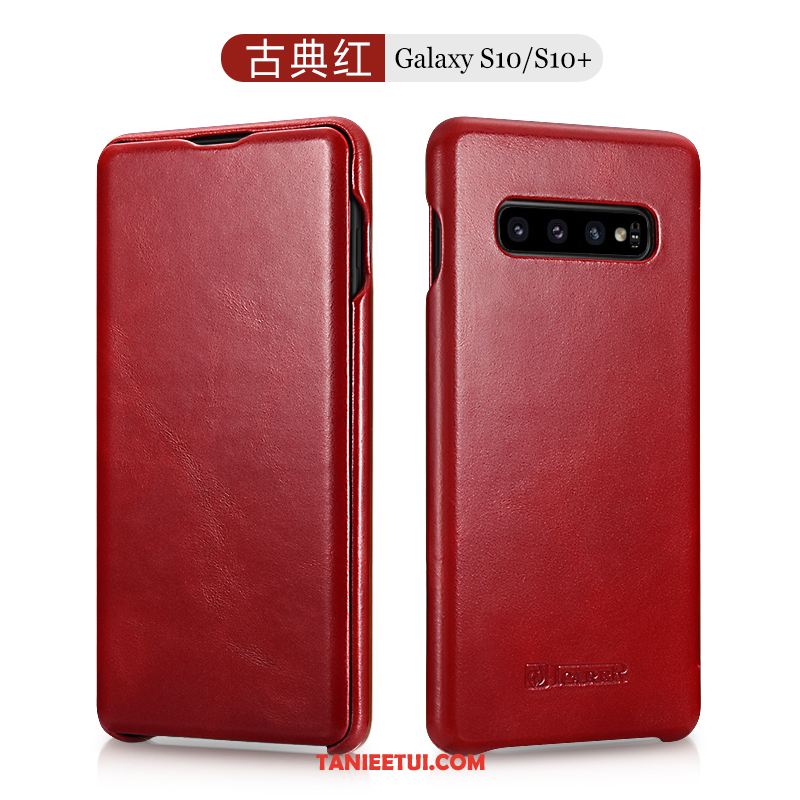 Etui Samsung Galaxy S10+ Gwiazda Tendencja Skórzany Futerał, Obudowa Samsung Galaxy S10+ Ochraniacz Telefon Komórkowy Czerwony