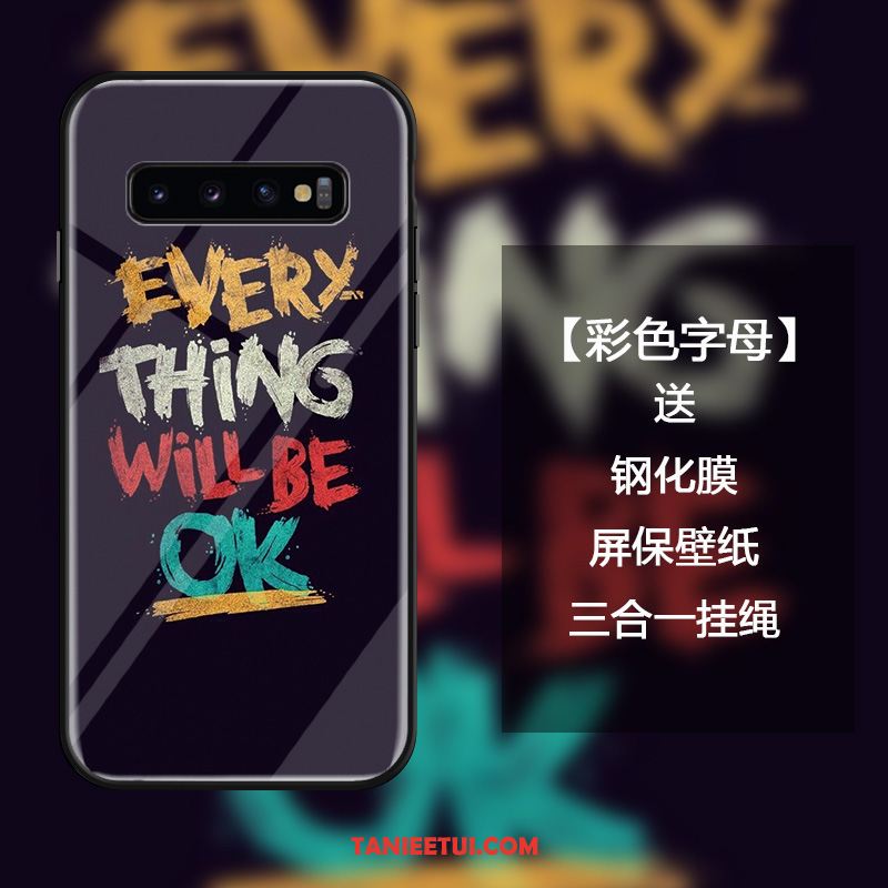 Etui Samsung Galaxy S10+ Moda Osobowość Kolor, Pokrowce Samsung Galaxy S10+ Kreatywne Szkło Hartowane Wiszące Ozdoby