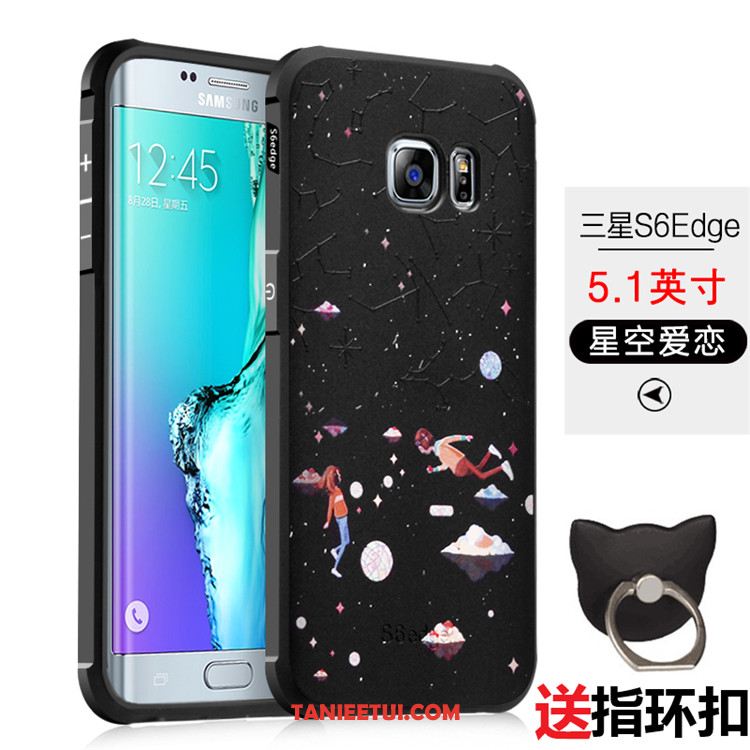 Etui Samsung Galaxy S6 Edge Balon Telefon Komórkowy Gwiazda, Futerał Samsung Galaxy S6 Edge Czarny Relief Ochraniacz