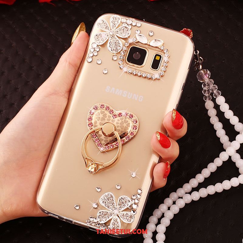 Etui Samsung Galaxy S6 Edge Ochraniacz Gwiazda Złoto, Futerał Samsung Galaxy S6 Edge Telefon Komórkowy Rhinestone