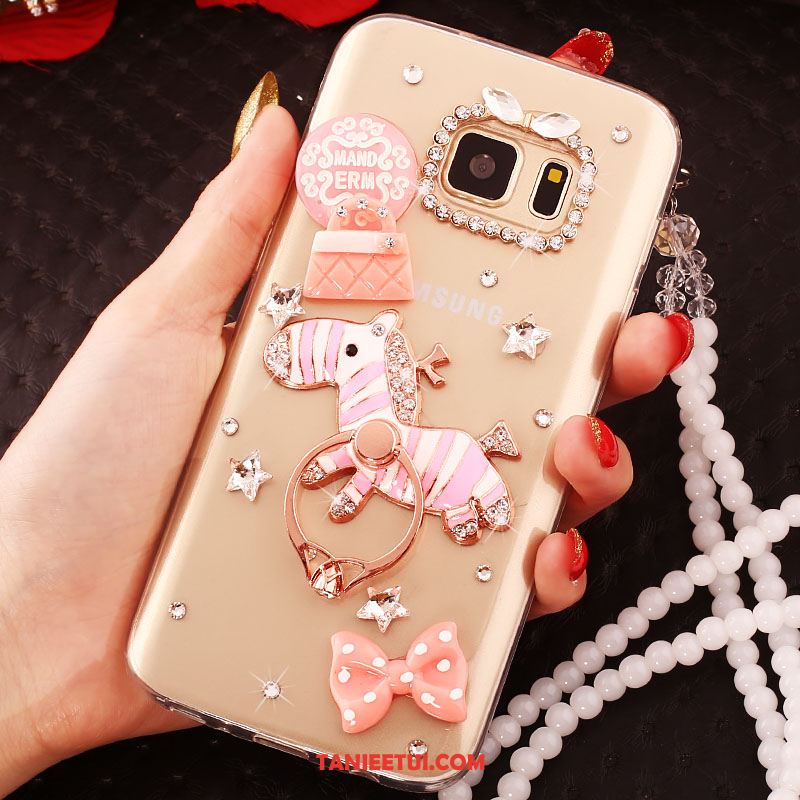 Etui Samsung Galaxy S6 Edge Ochraniacz Gwiazda Złoto, Futerał Samsung Galaxy S6 Edge Telefon Komórkowy Rhinestone