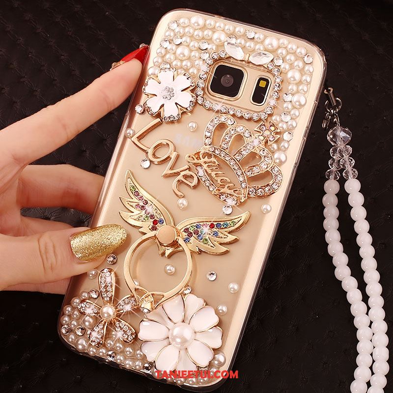 Etui Samsung Galaxy S6 Edge Ochraniacz Gwiazda Złoto, Futerał Samsung Galaxy S6 Edge Telefon Komórkowy Rhinestone