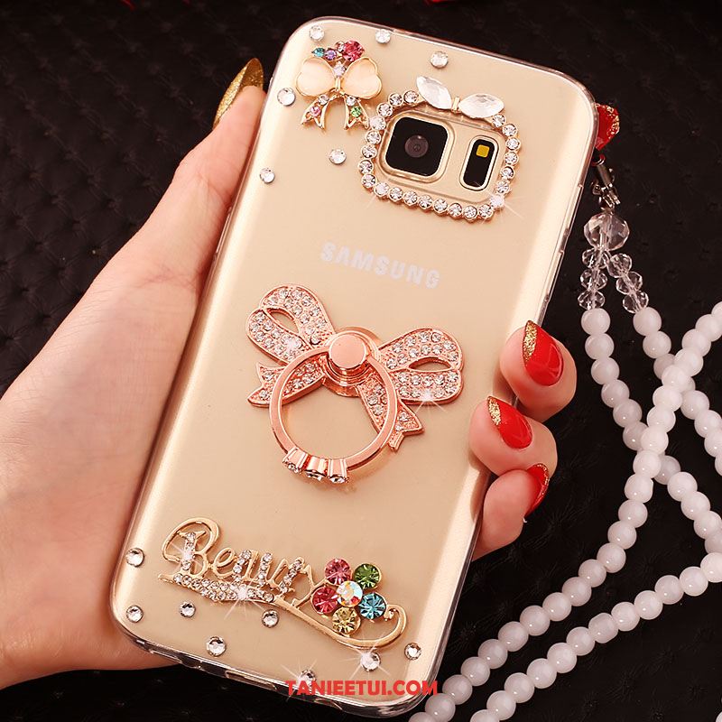 Etui Samsung Galaxy S6 Edge Ochraniacz Gwiazda Złoto, Futerał Samsung Galaxy S6 Edge Telefon Komórkowy Rhinestone