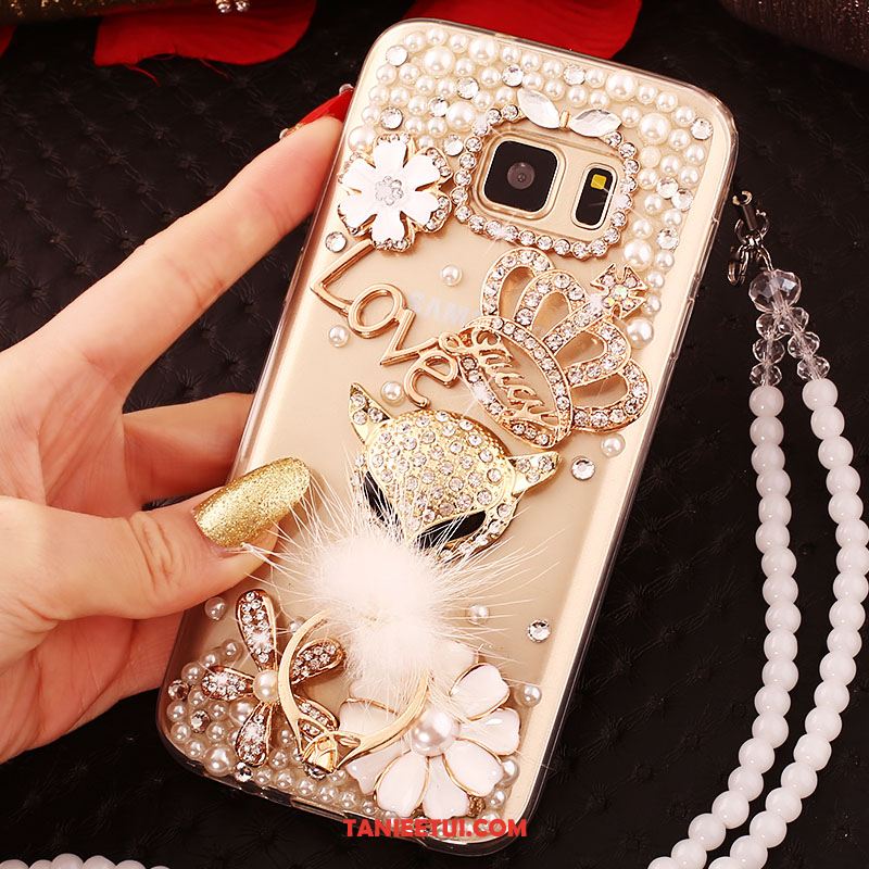 Etui Samsung Galaxy S6 Edge Ochraniacz Gwiazda Złoto, Futerał Samsung Galaxy S6 Edge Telefon Komórkowy Rhinestone