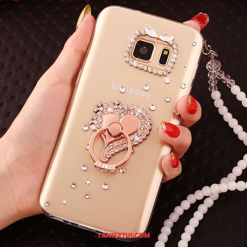 Etui Samsung Galaxy S6 Edge Ochraniacz Gwiazda Złoto, Futerał Samsung Galaxy S6 Edge Telefon Komórkowy Rhinestone