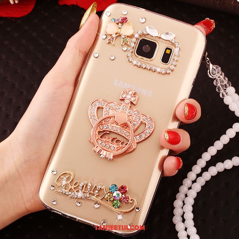 Etui Samsung Galaxy S6 Edge Ochraniacz Gwiazda Złoto, Futerał Samsung Galaxy S6 Edge Telefon Komórkowy Rhinestone