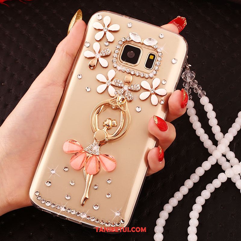 Etui Samsung Galaxy S6 Edge Ochraniacz Gwiazda Złoto, Futerał Samsung Galaxy S6 Edge Telefon Komórkowy Rhinestone