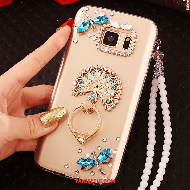 Etui Samsung Galaxy S6 Edge Ochraniacz Gwiazda Złoto, Futerał Samsung Galaxy S6 Edge Telefon Komórkowy Rhinestone