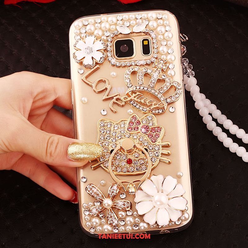 Etui Samsung Galaxy S6 Edge Ochraniacz Gwiazda Złoto, Futerał Samsung Galaxy S6 Edge Telefon Komórkowy Rhinestone