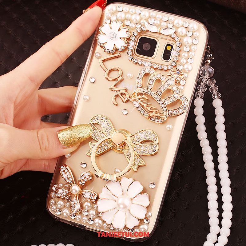 Etui Samsung Galaxy S6 Edge Ochraniacz Gwiazda Złoto, Futerał Samsung Galaxy S6 Edge Telefon Komórkowy Rhinestone