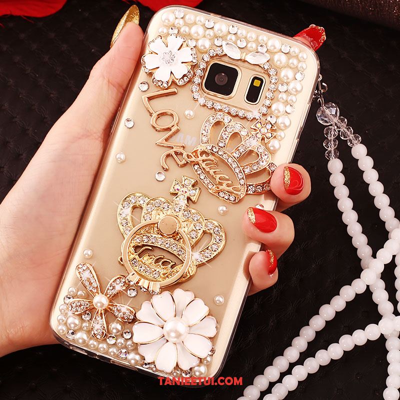 Etui Samsung Galaxy S6 Edge Ochraniacz Gwiazda Złoto, Futerał Samsung Galaxy S6 Edge Telefon Komórkowy Rhinestone