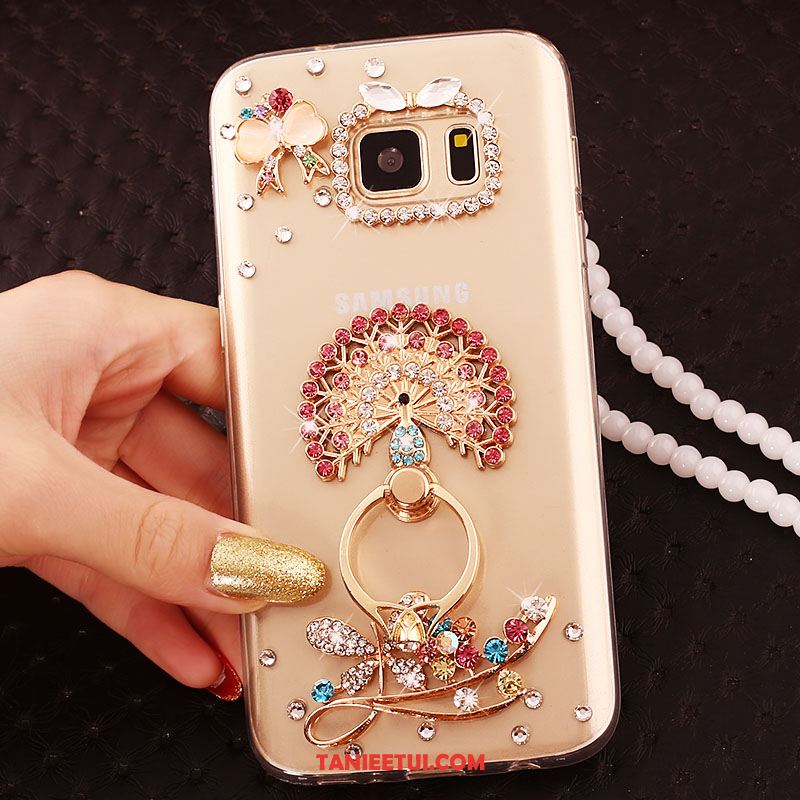 Etui Samsung Galaxy S6 Edge Ochraniacz Gwiazda Złoto, Futerał Samsung Galaxy S6 Edge Telefon Komórkowy Rhinestone