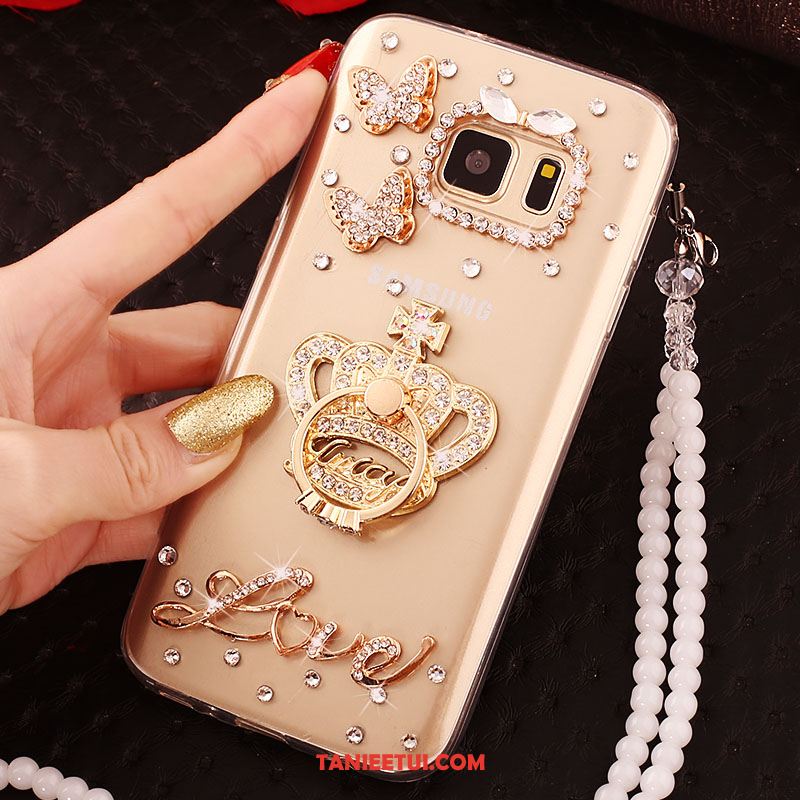 Etui Samsung Galaxy S6 Edge Ochraniacz Gwiazda Złoto, Futerał Samsung Galaxy S6 Edge Telefon Komórkowy Rhinestone