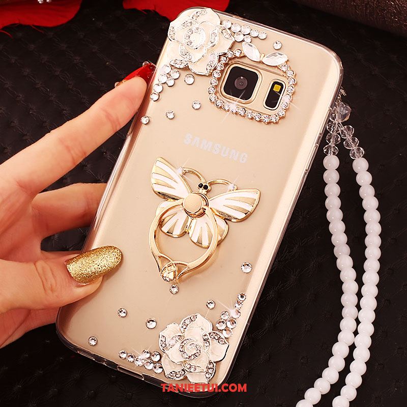 Etui Samsung Galaxy S6 Edge Ochraniacz Gwiazda Złoto, Futerał Samsung Galaxy S6 Edge Telefon Komórkowy Rhinestone