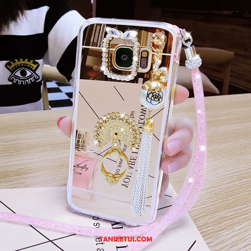 Etui Samsung Galaxy S6 Edge Pawie Klamra Rhinestone, Futerał Samsung Galaxy S6 Edge Ring Różowe Złoto Telefon Komórkowy