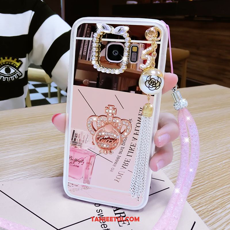 Etui Samsung Galaxy S6 Edge Pawie Klamra Rhinestone, Futerał Samsung Galaxy S6 Edge Ring Różowe Złoto Telefon Komórkowy