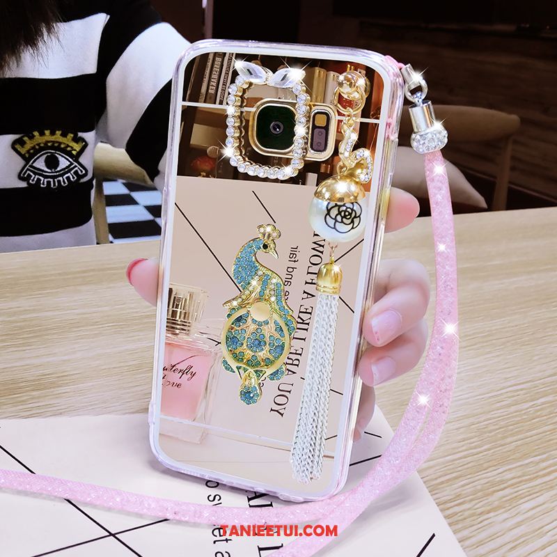 Etui Samsung Galaxy S6 Edge Pawie Klamra Rhinestone, Futerał Samsung Galaxy S6 Edge Ring Różowe Złoto Telefon Komórkowy