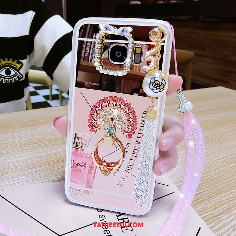 Etui Samsung Galaxy S6 Edge Pawie Klamra Rhinestone, Futerał Samsung Galaxy S6 Edge Ring Różowe Złoto Telefon Komórkowy