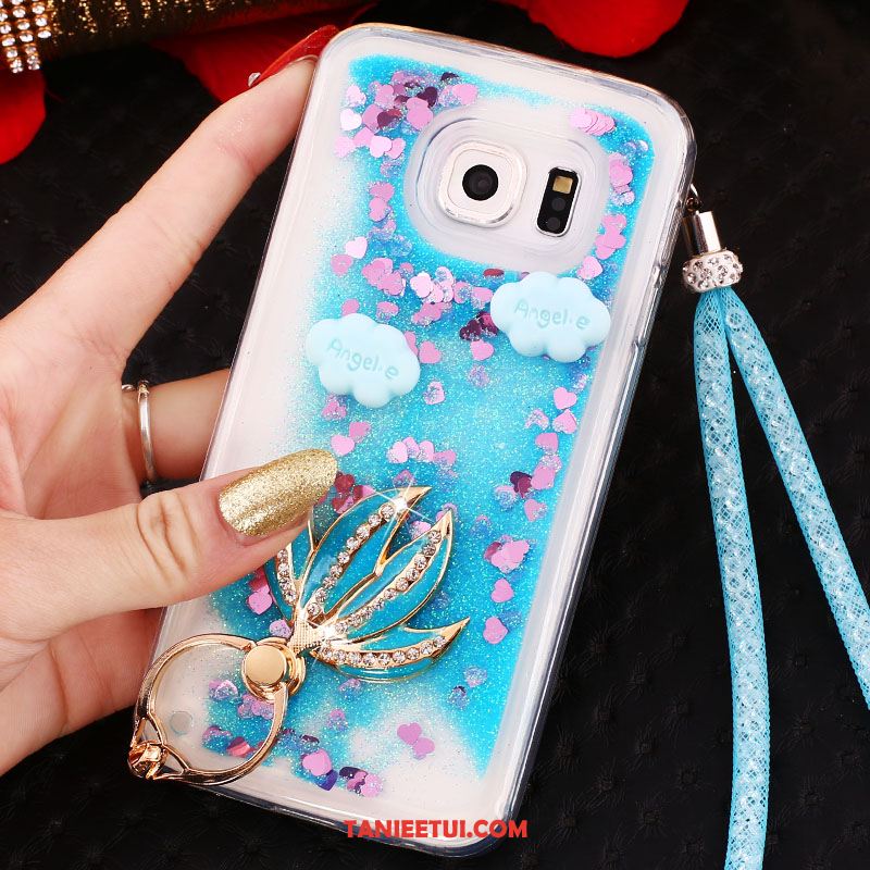 Etui Samsung Galaxy S6 Edge Telefon Komórkowy Purpurowy Gwiazda, Obudowa Samsung Galaxy S6 Edge Wiszące Ozdoby Rhinestone Silikonowe