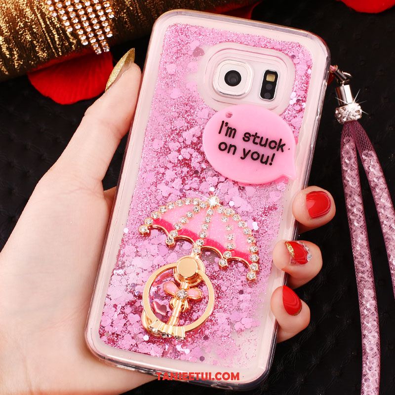 Etui Samsung Galaxy S6 Edge Telefon Komórkowy Purpurowy Gwiazda, Obudowa Samsung Galaxy S6 Edge Wiszące Ozdoby Rhinestone Silikonowe