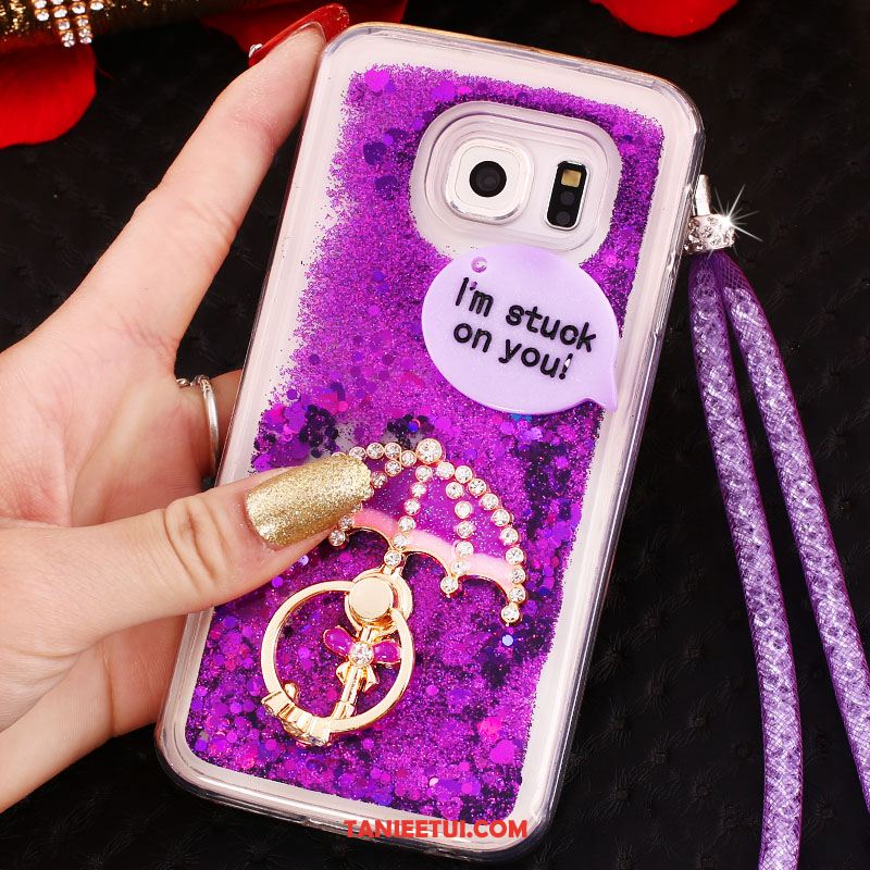 Etui Samsung Galaxy S6 Edge Telefon Komórkowy Purpurowy Gwiazda, Obudowa Samsung Galaxy S6 Edge Wiszące Ozdoby Rhinestone Silikonowe