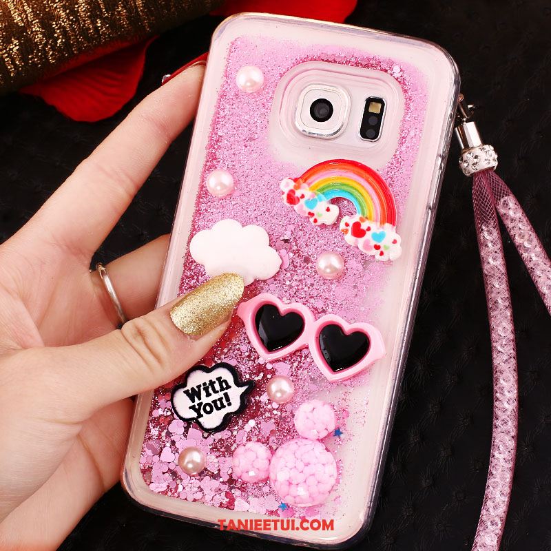 Etui Samsung Galaxy S6 Edge Telefon Komórkowy Purpurowy Gwiazda, Obudowa Samsung Galaxy S6 Edge Wiszące Ozdoby Rhinestone Silikonowe