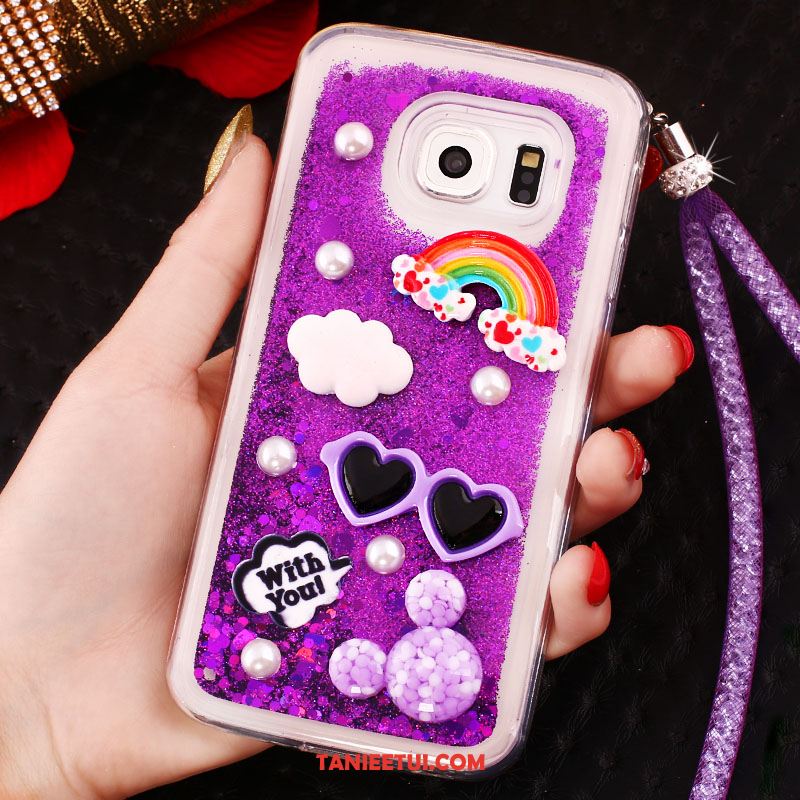 Etui Samsung Galaxy S6 Edge Telefon Komórkowy Purpurowy Gwiazda, Obudowa Samsung Galaxy S6 Edge Wiszące Ozdoby Rhinestone Silikonowe