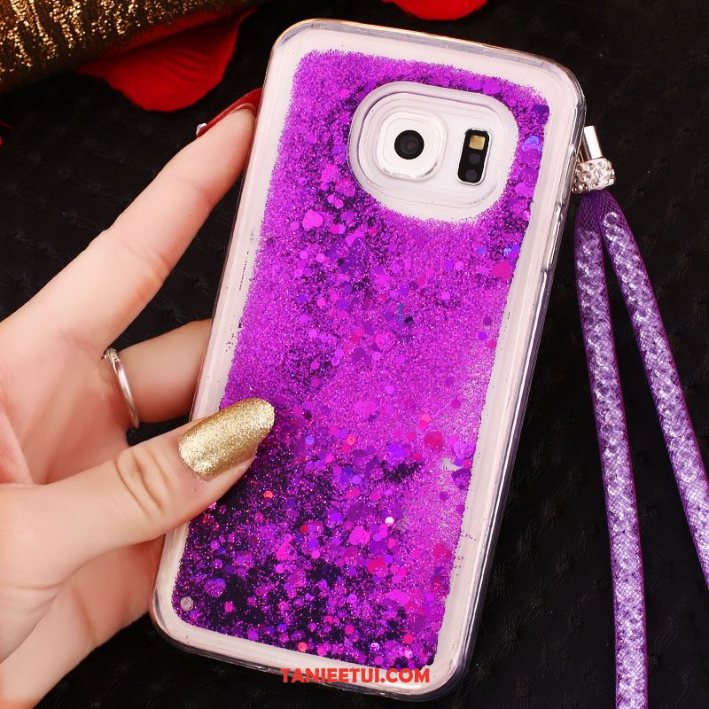 Etui Samsung Galaxy S6 Edge Telefon Komórkowy Purpurowy Gwiazda, Obudowa Samsung Galaxy S6 Edge Wiszące Ozdoby Rhinestone Silikonowe