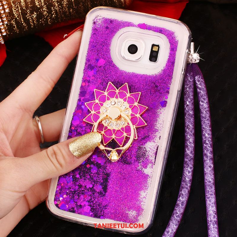 Etui Samsung Galaxy S6 Edge Telefon Komórkowy Purpurowy Gwiazda, Obudowa Samsung Galaxy S6 Edge Wiszące Ozdoby Rhinestone Silikonowe