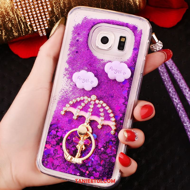 Etui Samsung Galaxy S6 Edge Telefon Komórkowy Purpurowy Gwiazda, Obudowa Samsung Galaxy S6 Edge Wiszące Ozdoby Rhinestone Silikonowe