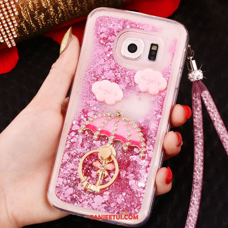 Etui Samsung Galaxy S6 Edge Telefon Komórkowy Purpurowy Gwiazda, Obudowa Samsung Galaxy S6 Edge Wiszące Ozdoby Rhinestone Silikonowe