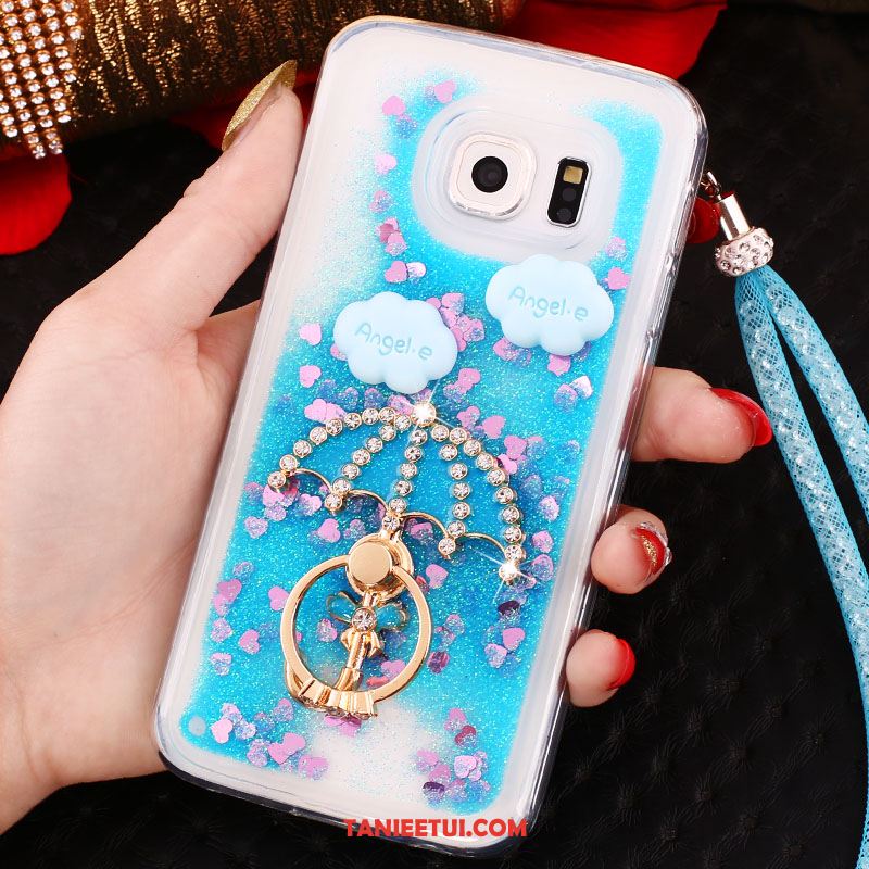 Etui Samsung Galaxy S6 Edge Telefon Komórkowy Purpurowy Gwiazda, Obudowa Samsung Galaxy S6 Edge Wiszące Ozdoby Rhinestone Silikonowe