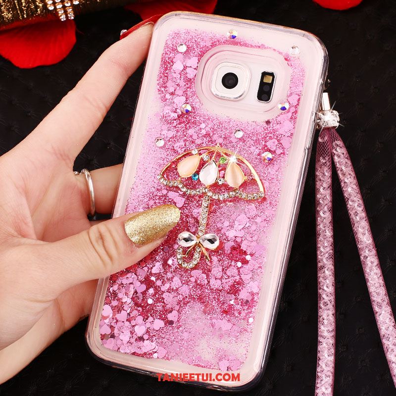 Etui Samsung Galaxy S6 Edge Telefon Komórkowy Purpurowy Gwiazda, Obudowa Samsung Galaxy S6 Edge Wiszące Ozdoby Rhinestone Silikonowe