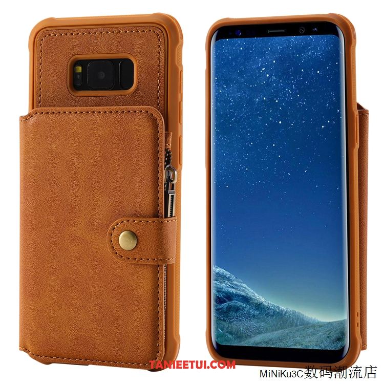 Etui Samsung Galaxy S8 Wspornik Proste Portfel, Obudowa Samsung Galaxy S8 Anti-fall Zamek Telefon Komórkowy Braun