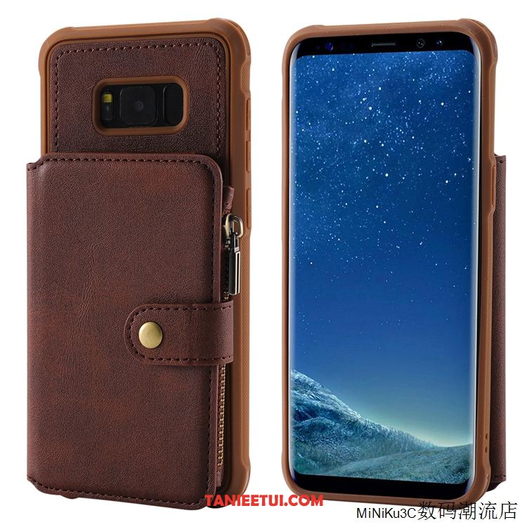 Etui Samsung Galaxy S8 Wspornik Proste Portfel, Obudowa Samsung Galaxy S8 Anti-fall Zamek Telefon Komórkowy Braun